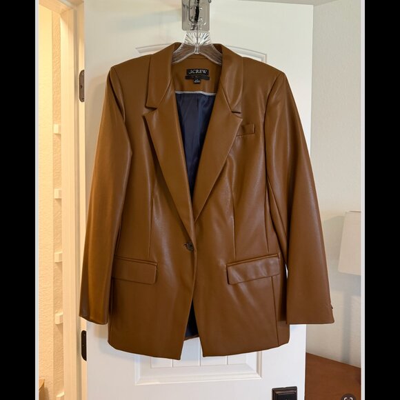 J. Crew Willa blazer in faux leather in Rich Coffee | Size 2 - Picture 2 of 4